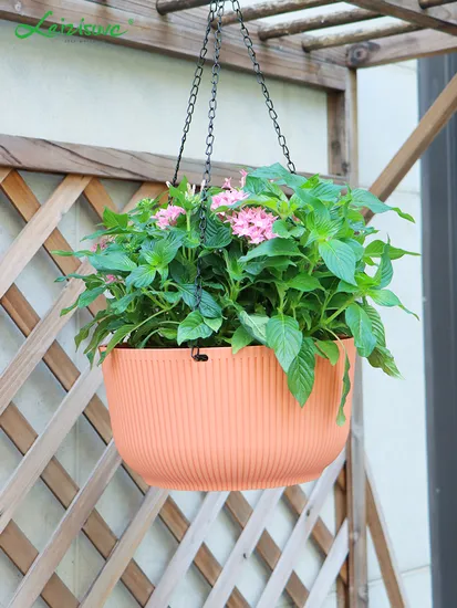 Usine directement vente de haute qualité PP panier suspendu traditionnel avec cintre en plastique Pot de fleur Pot de plante jardinière de jardin